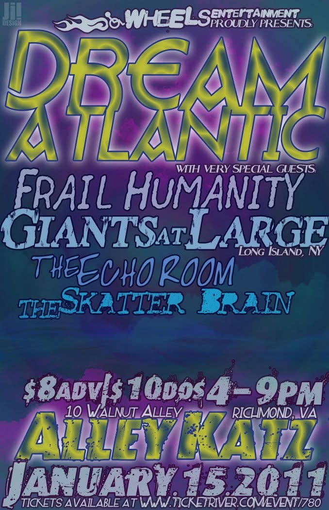 Dream Atlantic show flyer from January 15, 2011 at Alley Katz
