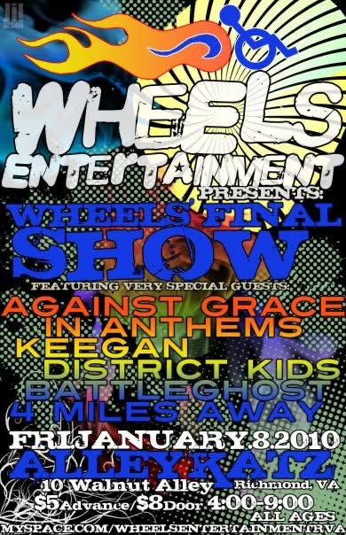 Wheels’ Final Show flyer from January 8, 2010 at Alley Katz