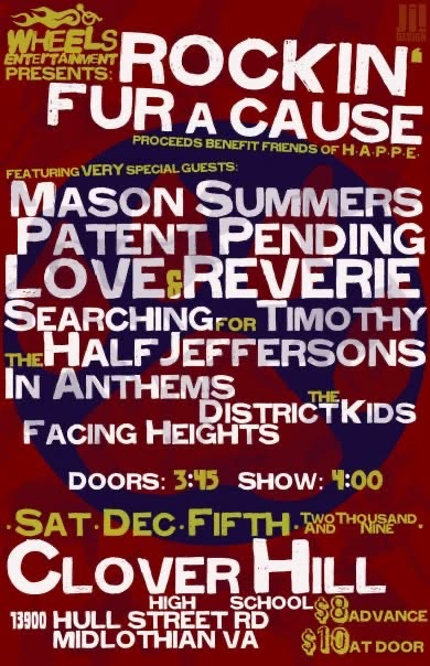 Rockin’ Fur a Cause benefit concert flyer from December 5, 2009